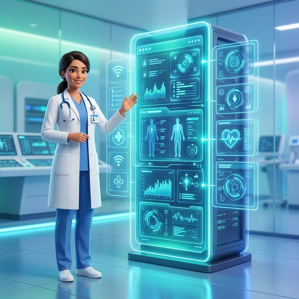 Medical team using digital healthcare technology